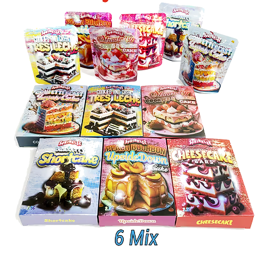 Dessert Style Mylar Bags & Boxes Set – 10 Pack 3.5g Smell Proof Ziplock (6 Mixed Designs)