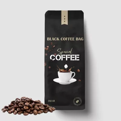 small bags of coffee beans